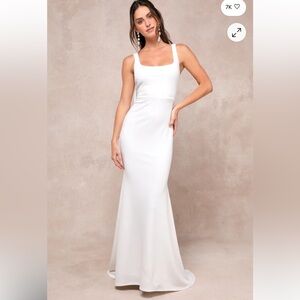 Lulus Loving Fate White Bow Square Neck Backless Maxi Dress White Size XS